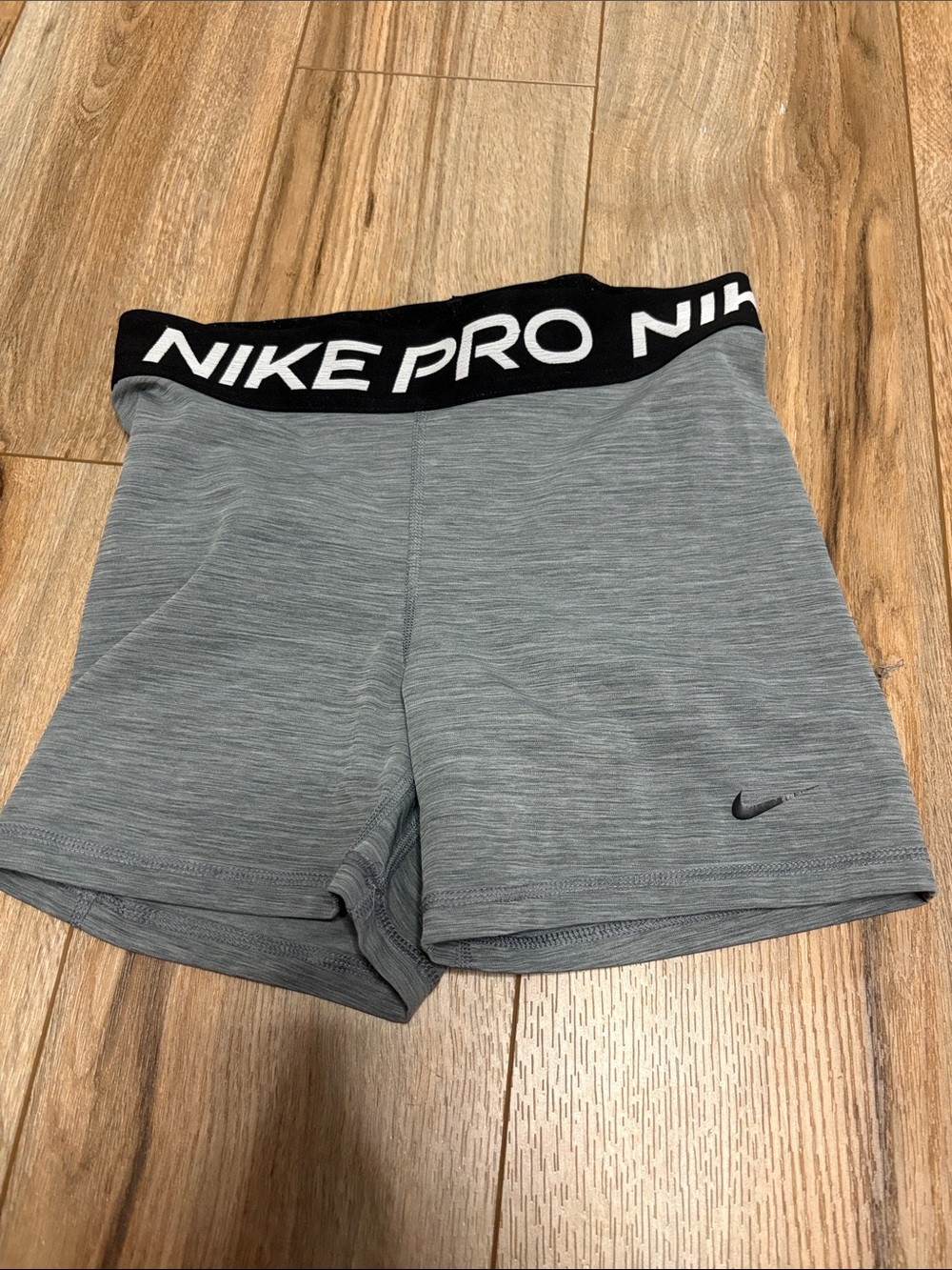 Nike Pro Heather Gray Athletic Compression Shorts with Black Waistband